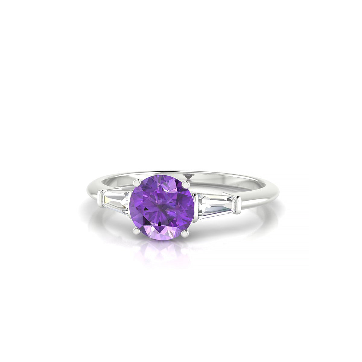 Everlasting | 18k White Gold 6 mm Round Amethyst Ring