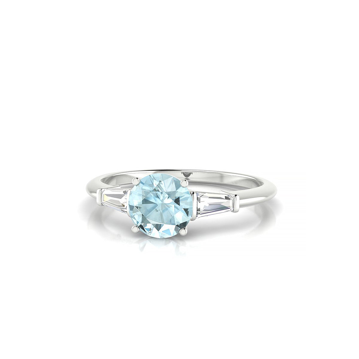 Everlasting | 18k White Gold 6 mm Round Aquamarine Ring