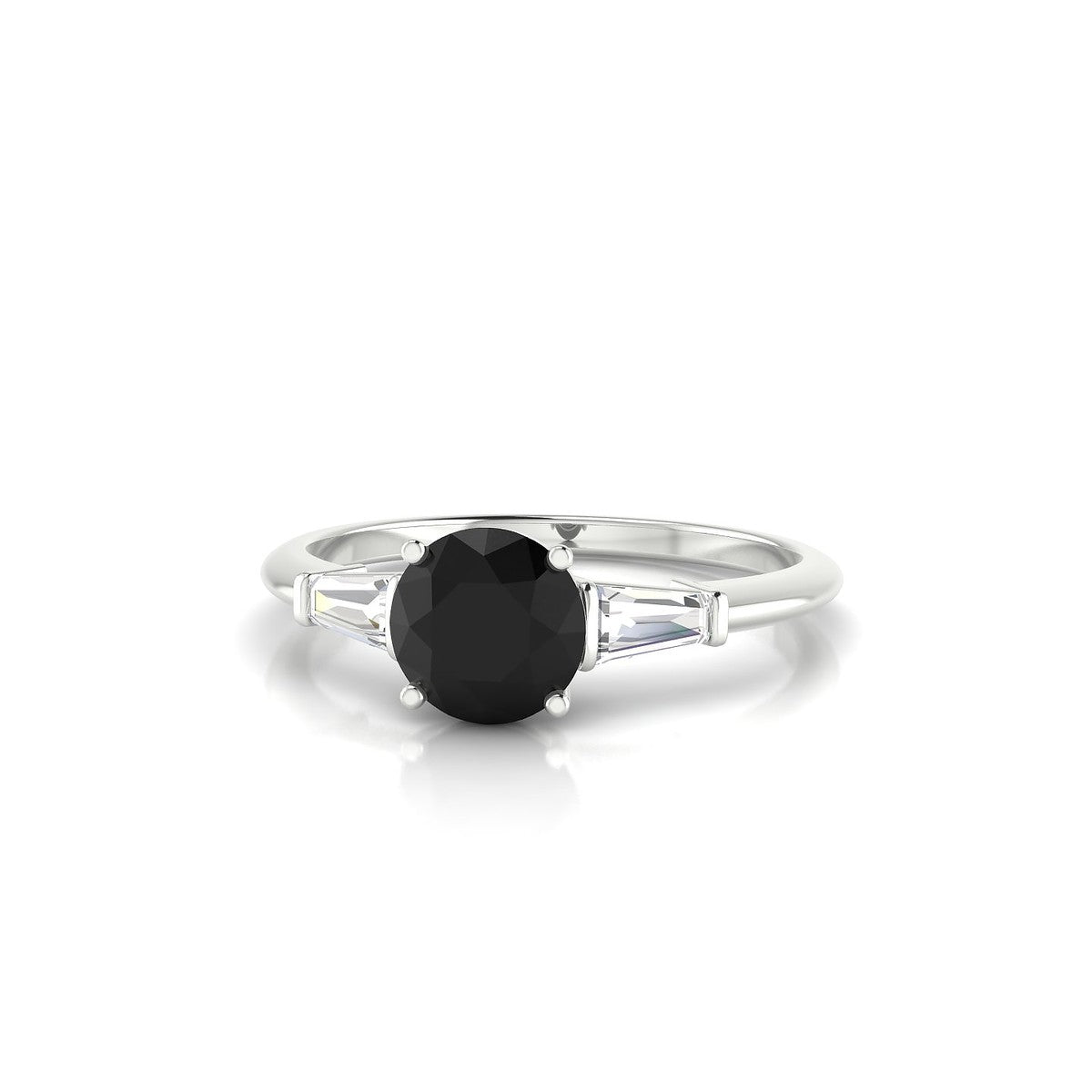 Everlasting | 18k White Gold 6 mm Round Black Diamond Ring