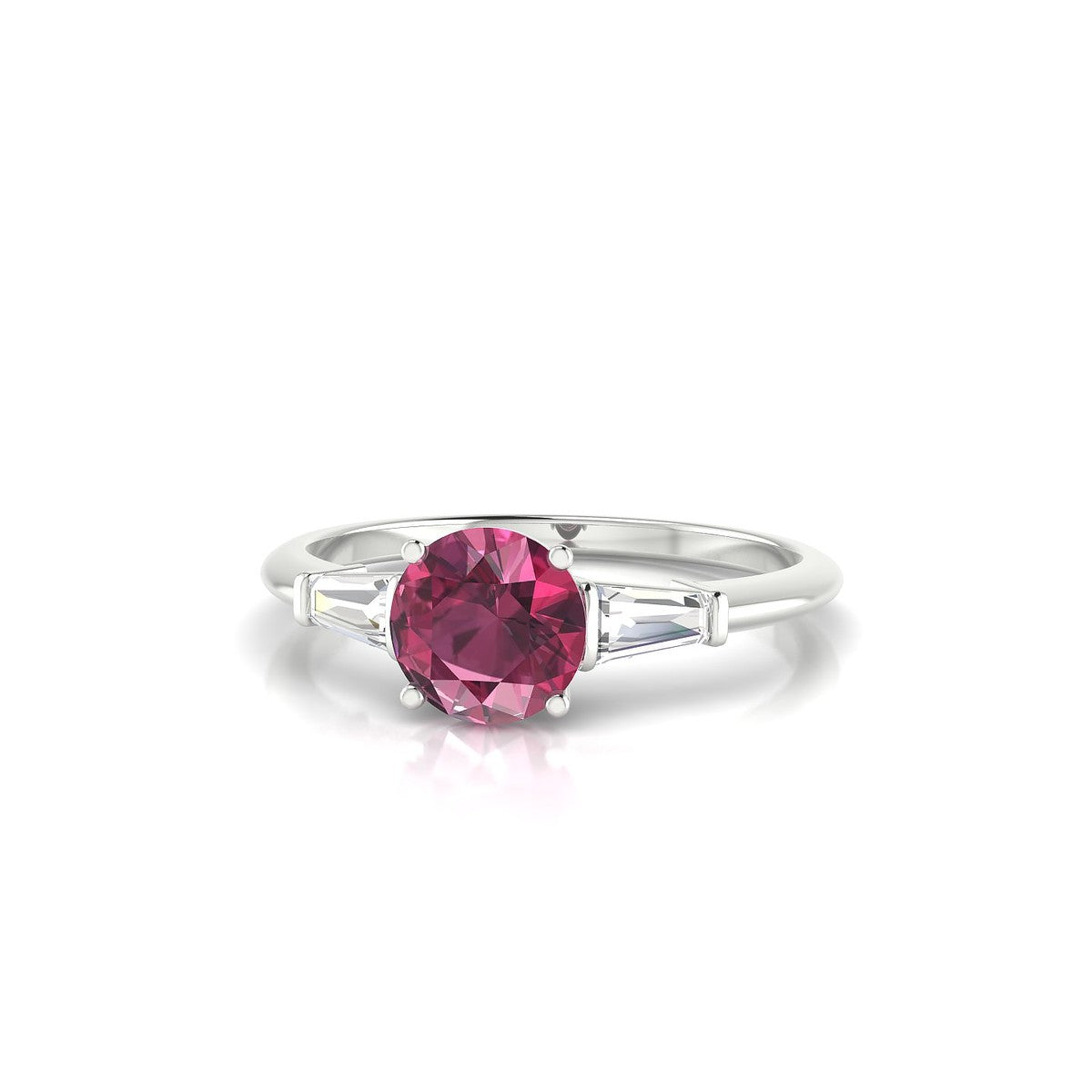 Everlasting | 18k White Gold 6 mm Round Rhodolite Ring