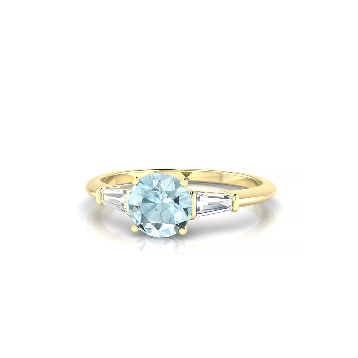 Everlasting | 18k Yellow Gold 6 mm Round Aquamarine Ring