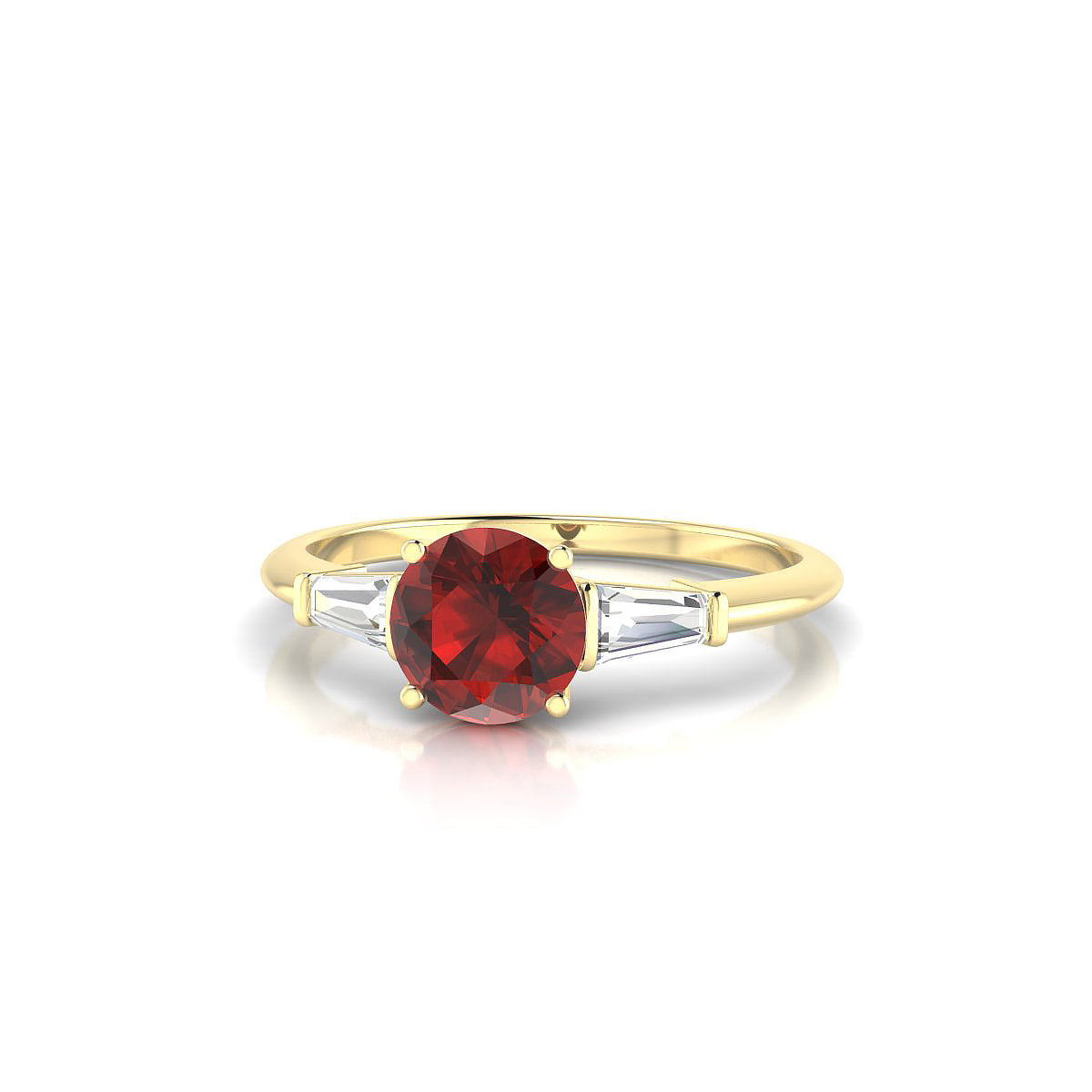 Everlasting | 18k Yellow Gold 6 mm Round Garnet Ring