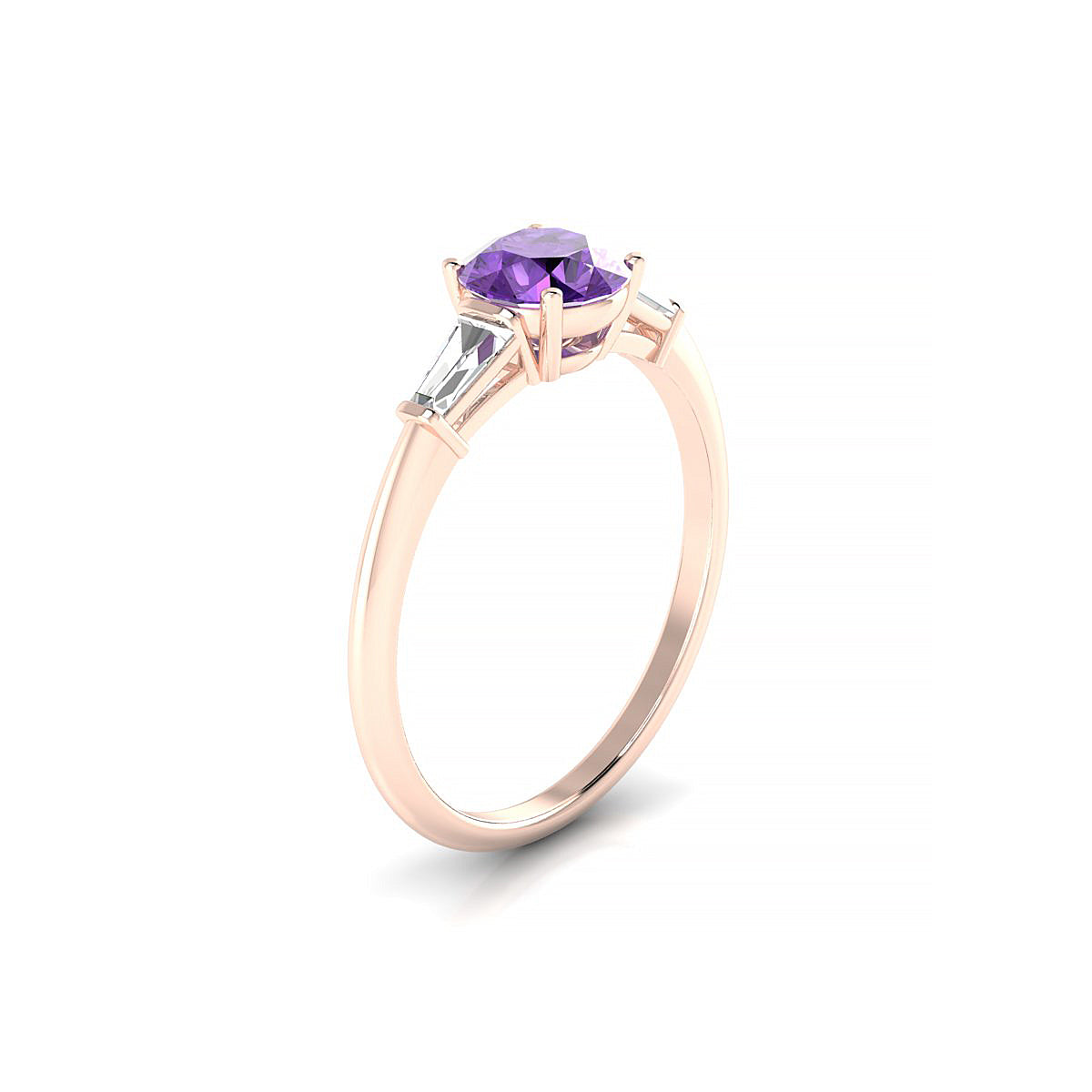 Everlasting | 18k Rose Gold 6 mm Round Amethyst Ring