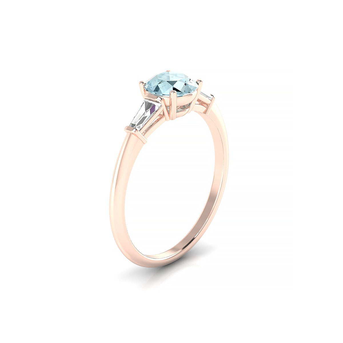 Everlasting | 18k Rose Gold 6 mm Round Aquamarine Ring