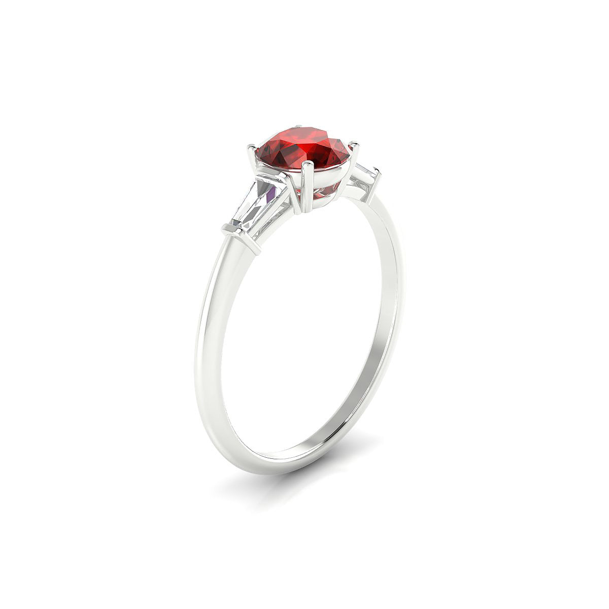 Everlasting | 18k White Gold 6 mm Round Garnet Ring