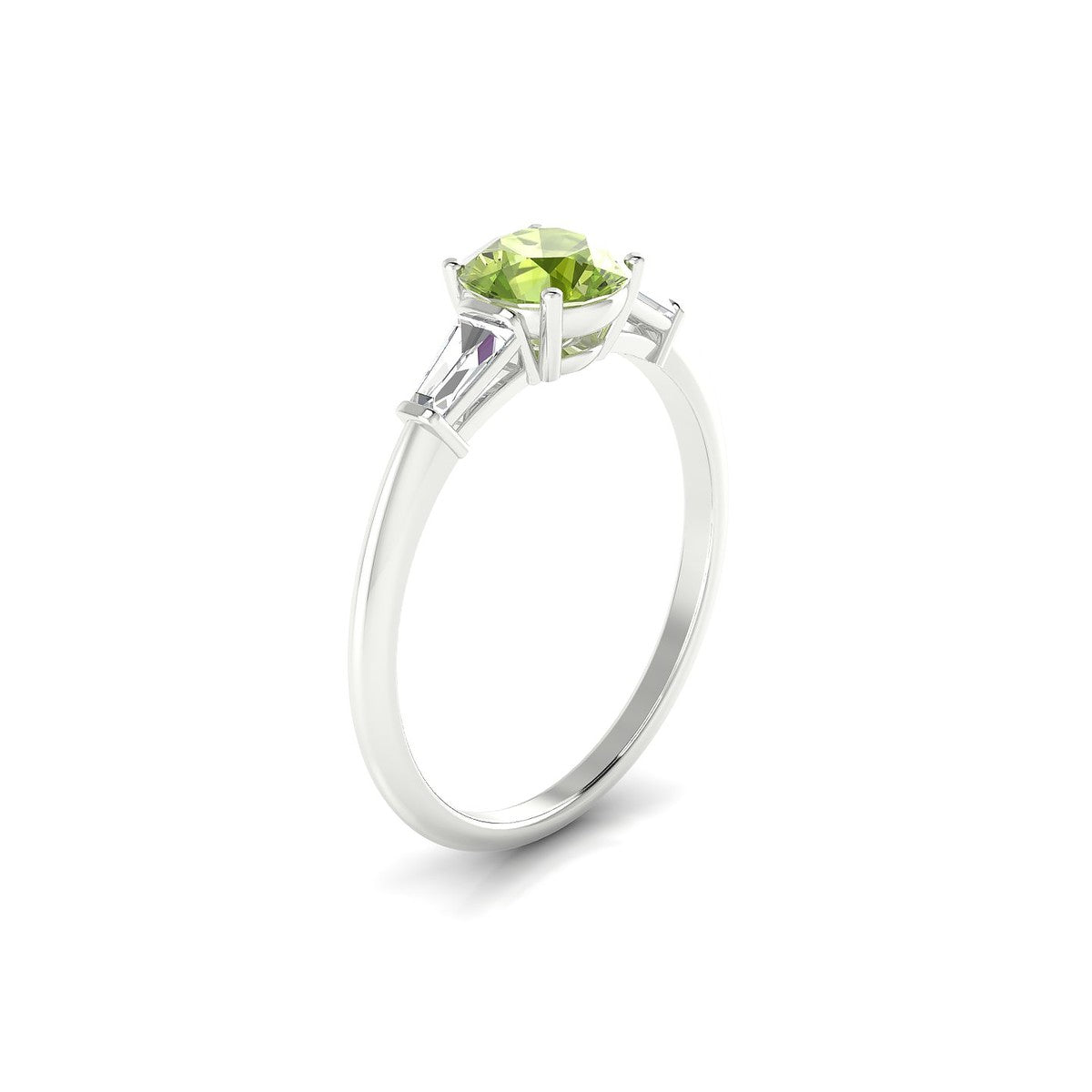 Everlasting | 18k White Gold 6 mm Round Peridot Ring