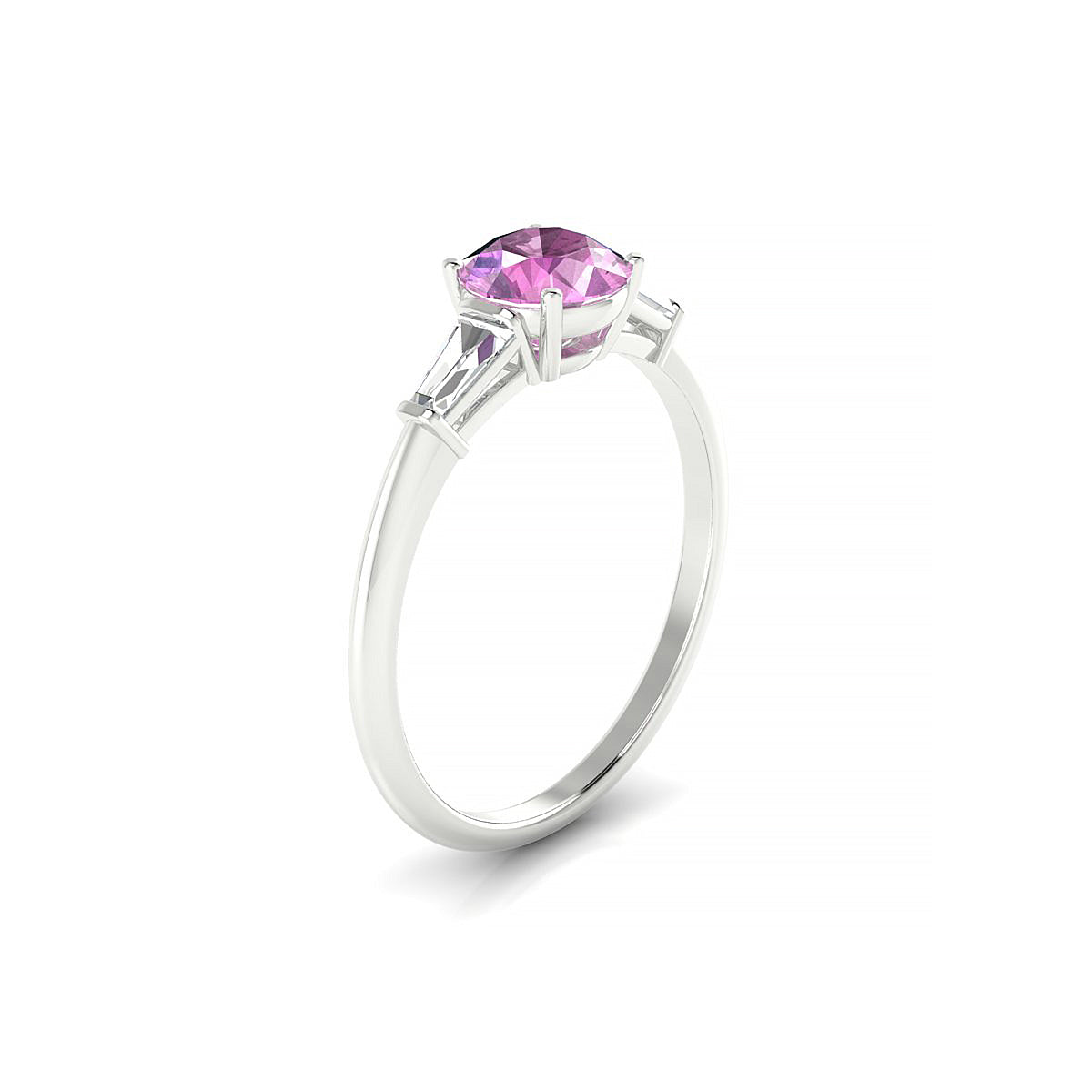 Everlasting | 18k White Gold 6 mm Round Pink Sapphire Ring
