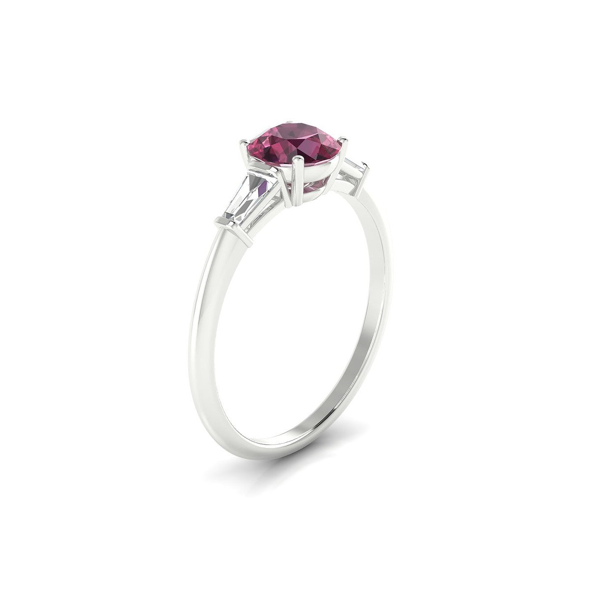 Everlasting | 18k White Gold 6 mm Round Rhodolite Ring