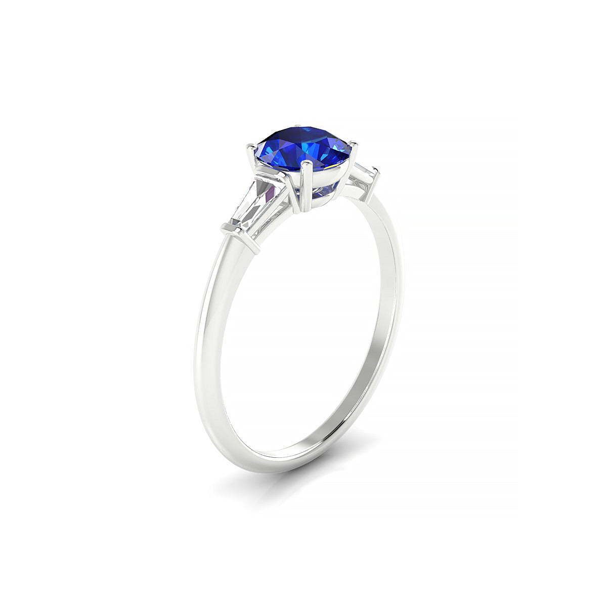 Everlasting | 18k White Gold 6 mm Round Sapphire Ring