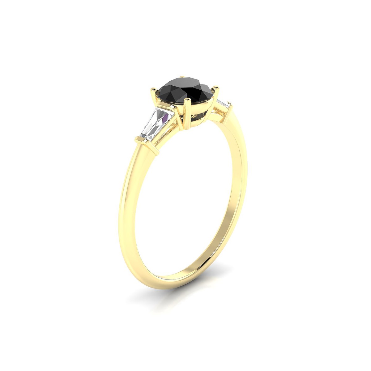 Everlasting | 18k Yellow Gold 6 mm Round Black Diamond Ring