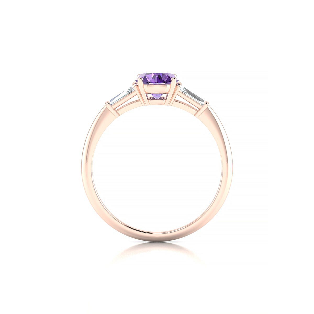 Everlasting | 18k Rose Gold 6 mm Round Amethyst Ring
