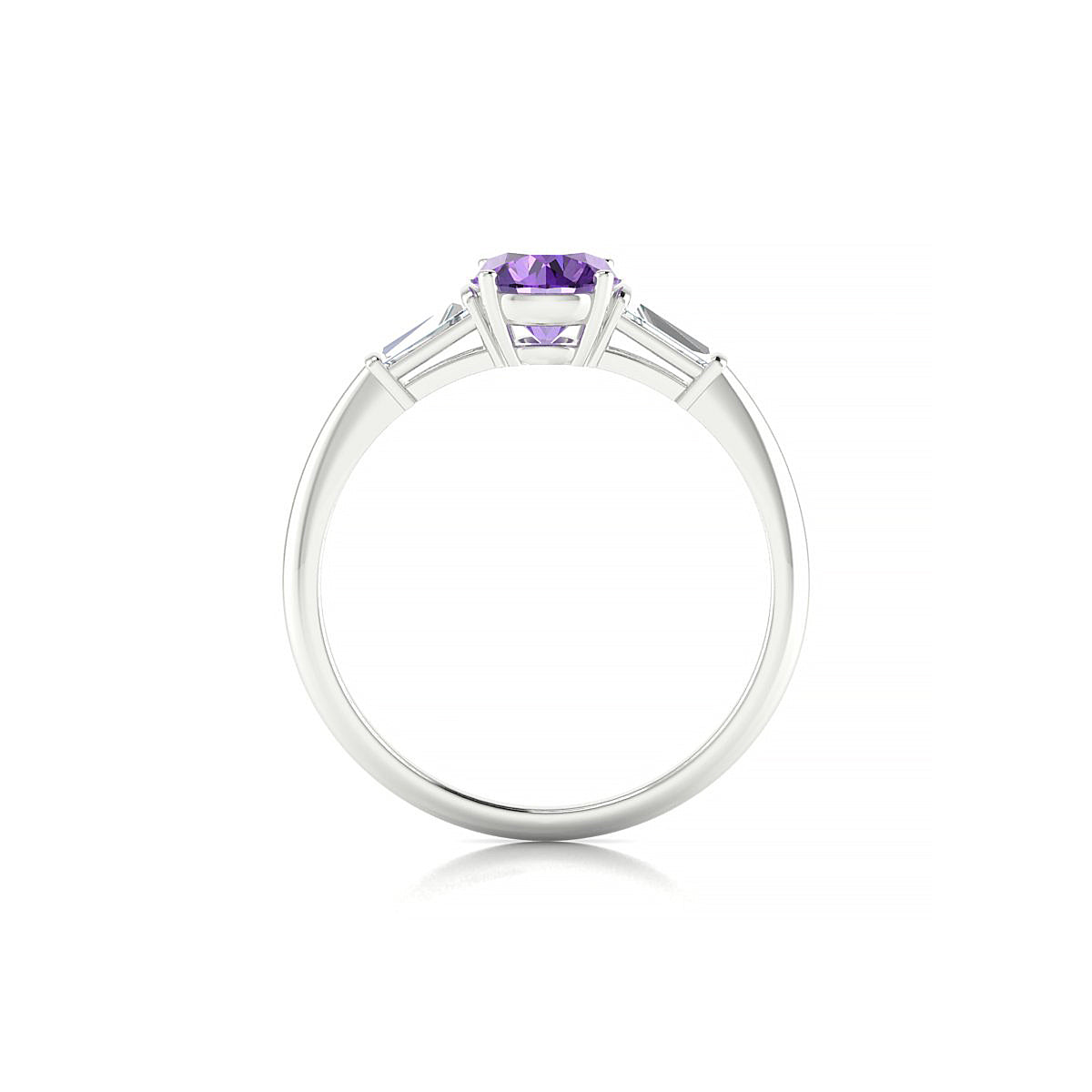 Everlasting | 18k White Gold 6 mm Round Amethyst Ring