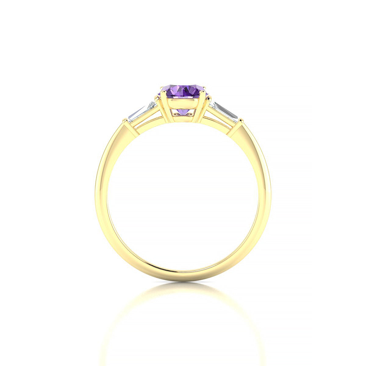 Everlasting | 18k Yellow Gold 6 mm Round Amethyst Ring