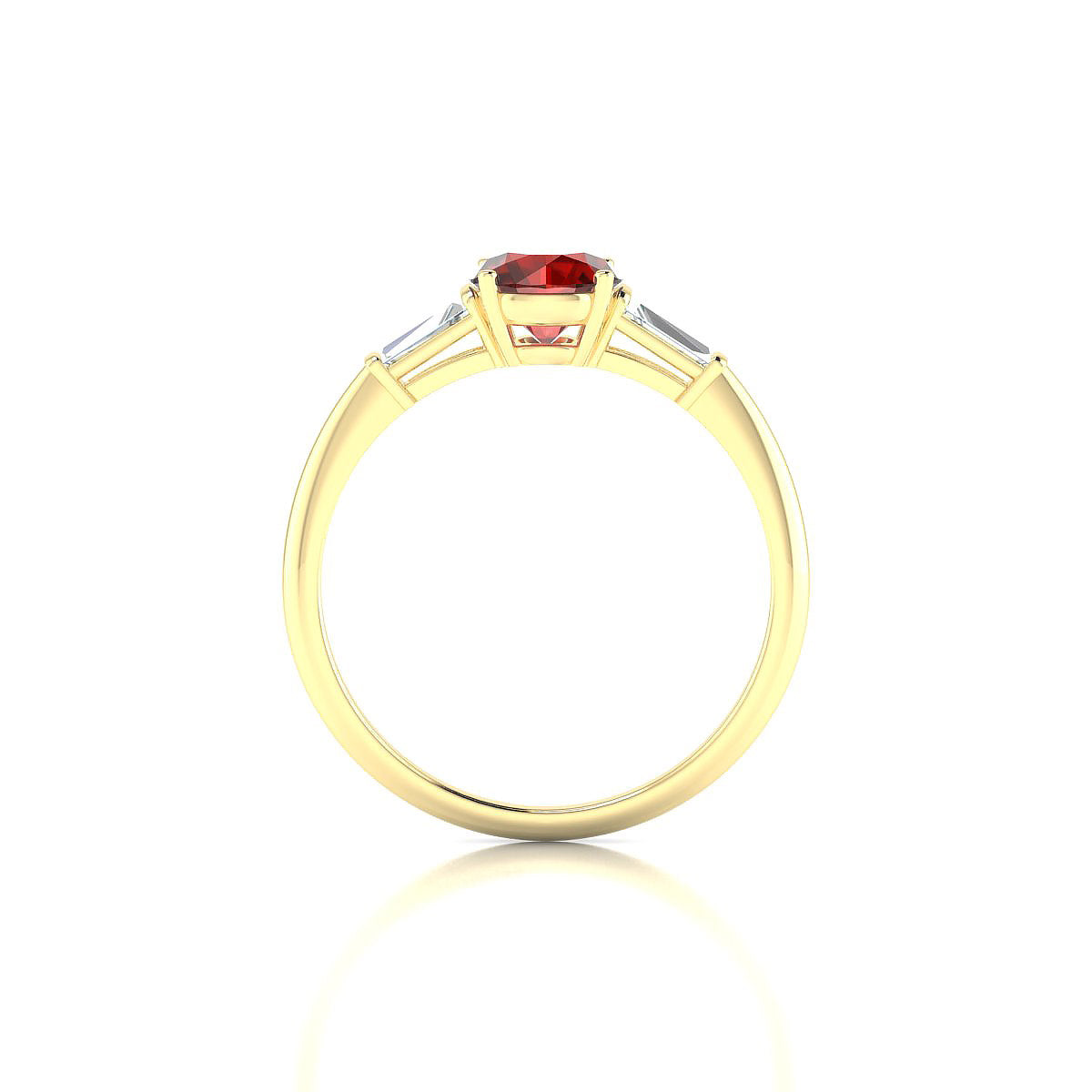 Everlasting | 18k Yellow Gold 6 mm Round Garnet Ring