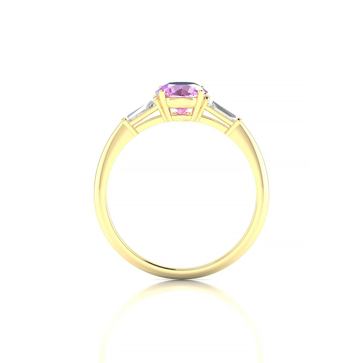 Everlasting | 18k Yellow Gold 6 mm Round Pink Sapphire Ring