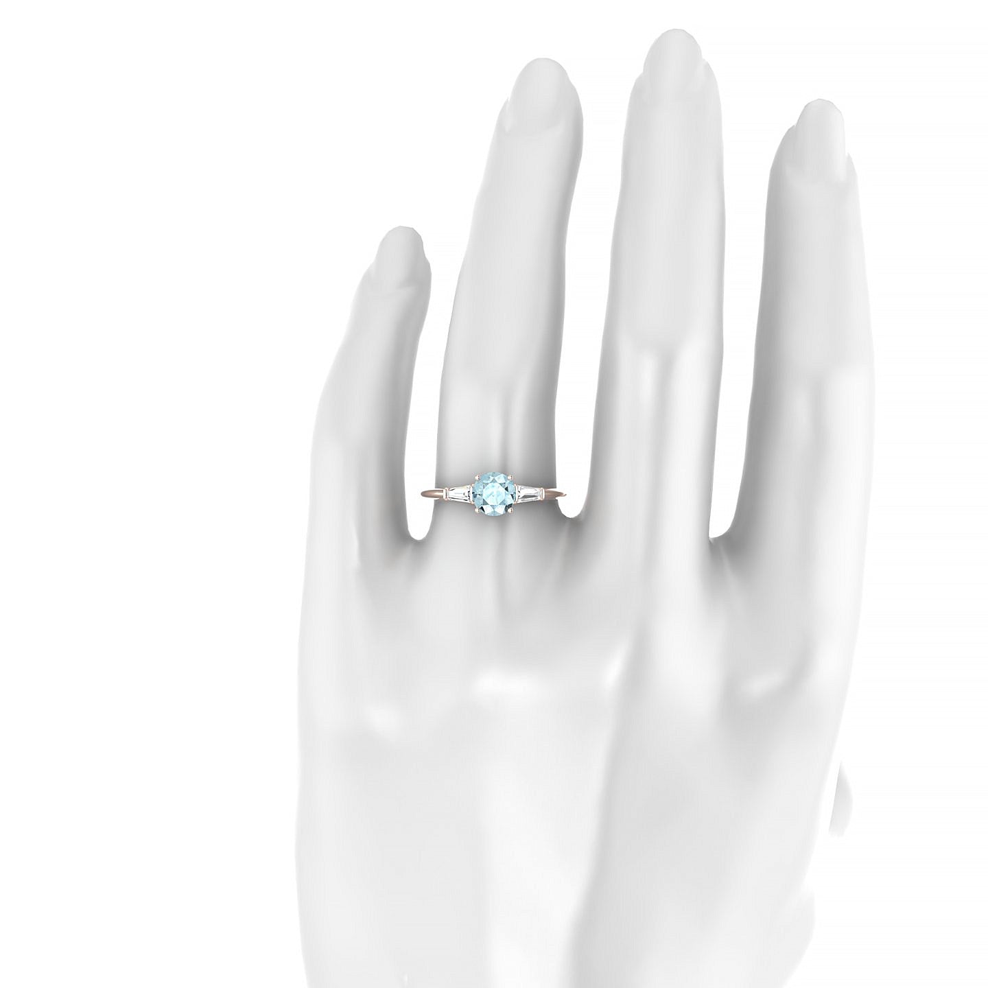 Everlasting | 18k Rose Gold 6 mm Round Aquamarine Ring