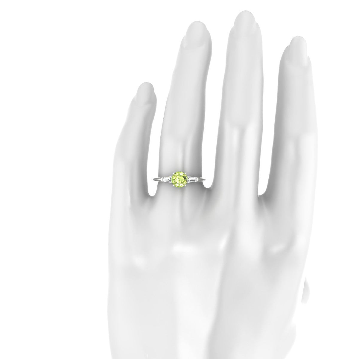 Everlasting | 18k White Gold 6 mm Round Peridot Ring