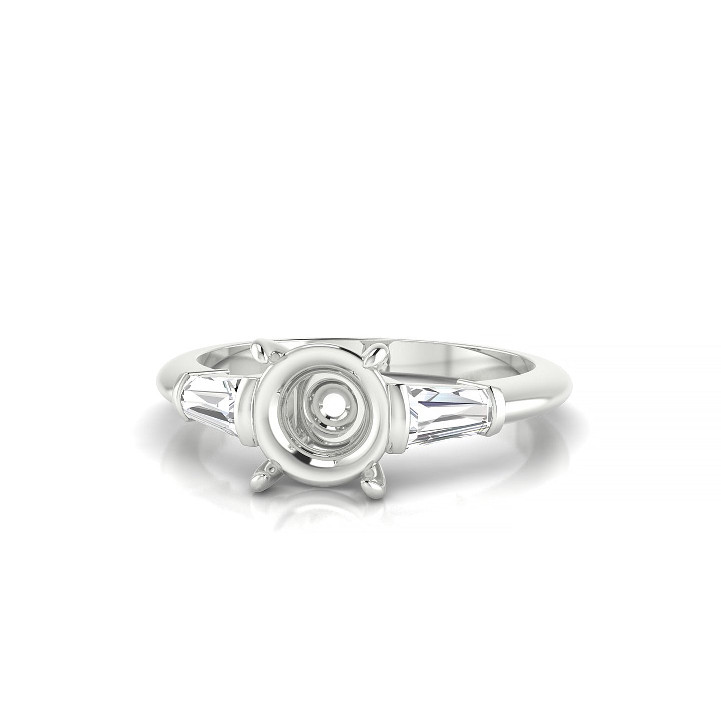 Everlasting Round 2-2.99 ct | 18k White Gold Side Stones Ring