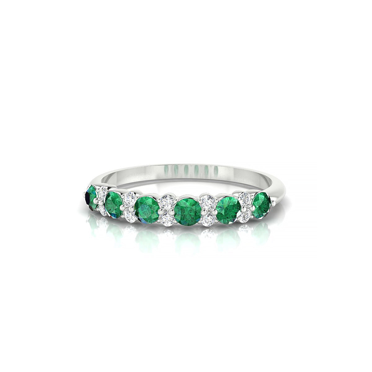 Exception | 18k White Gold 2.5 mm Round Emerald Ring