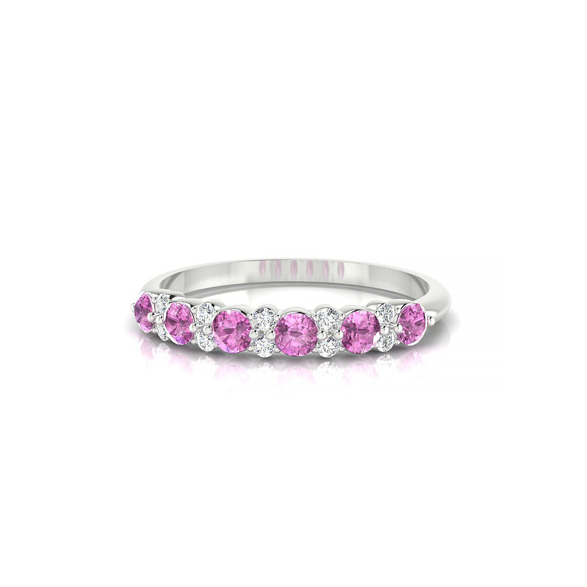 Exception | 18k White Gold 2.5 mm Round Pink Sapphire Ring