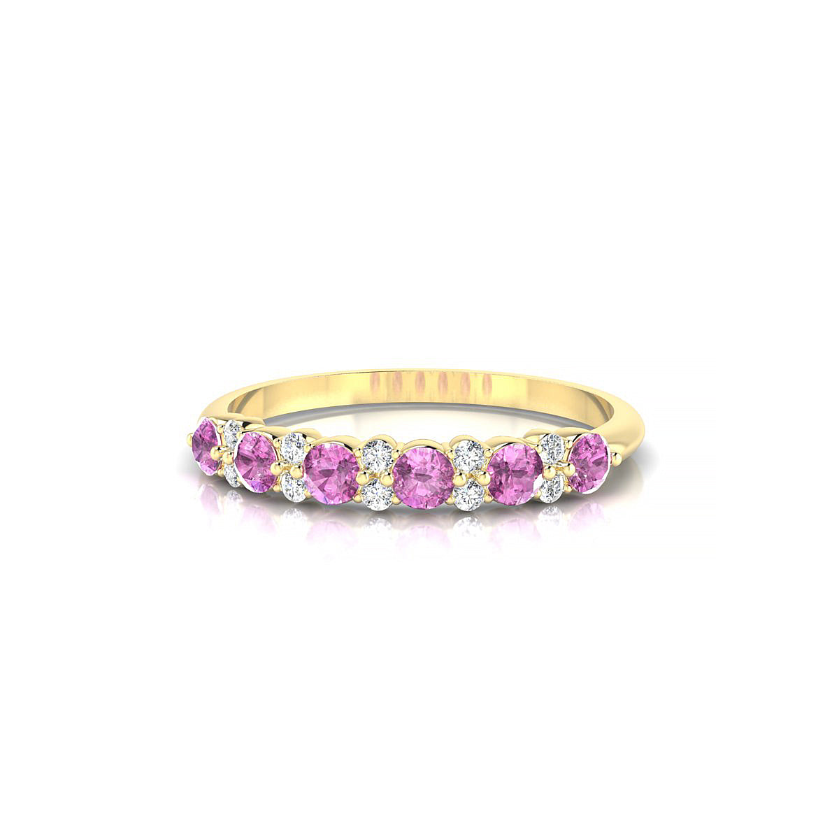 Exception | 18k Yellow Gold 2.5 mm Round Pink Sapphire Ring