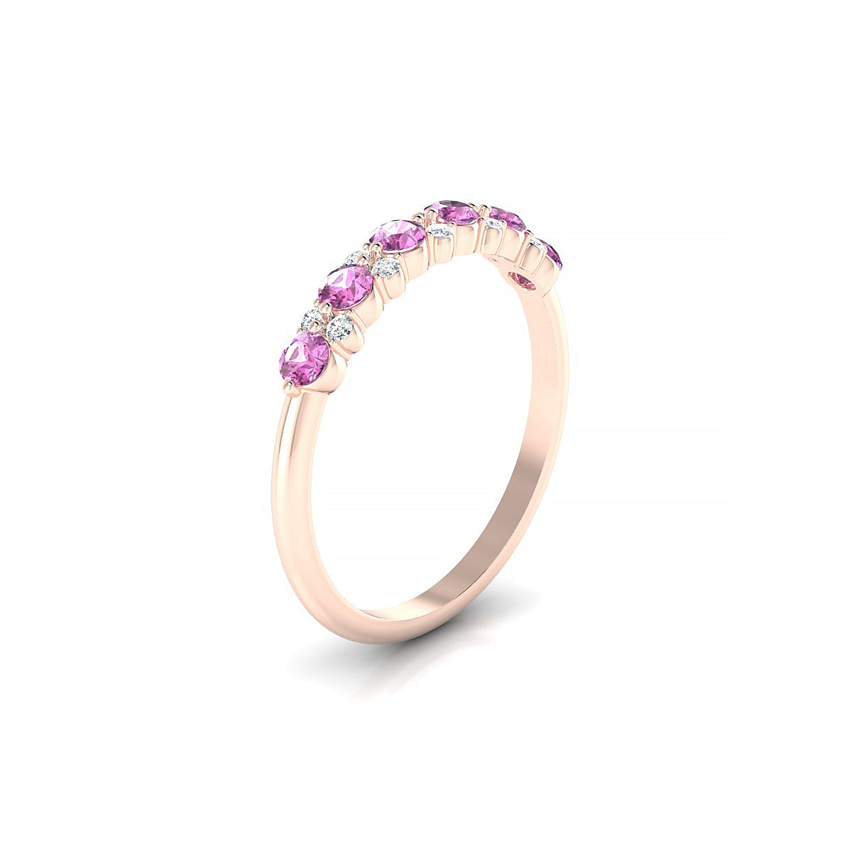 Exception | 18k Rose Gold 2.5 mm Round Pink Sapphire Ring