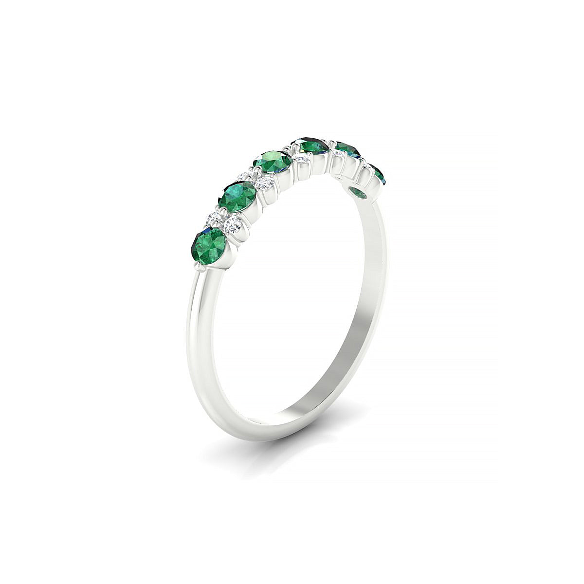 Exception | 18k White Gold 2.5 mm Round Emerald Ring