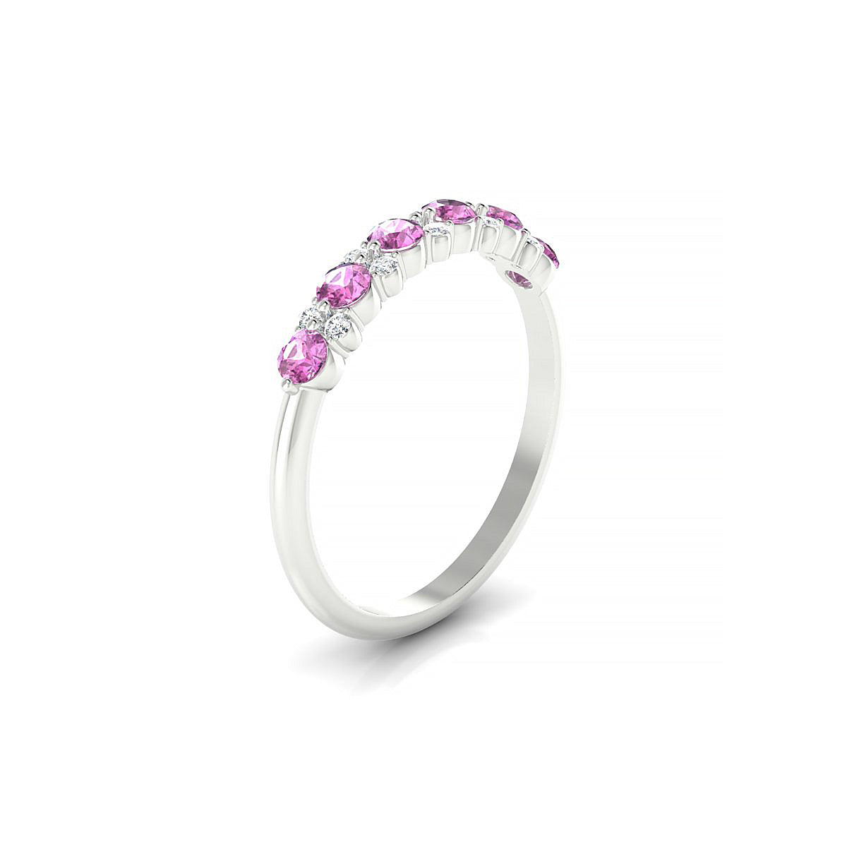 Exception | 18k White Gold 2.5 mm Round Pink Sapphire Ring