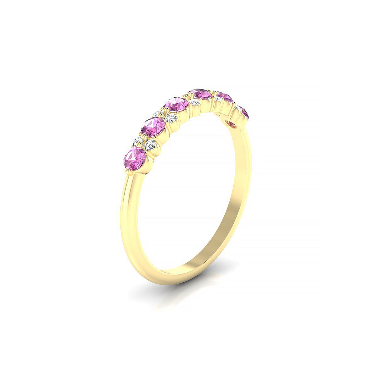 Exception | 18k Yellow Gold 2.5 mm Round Pink Sapphire Ring