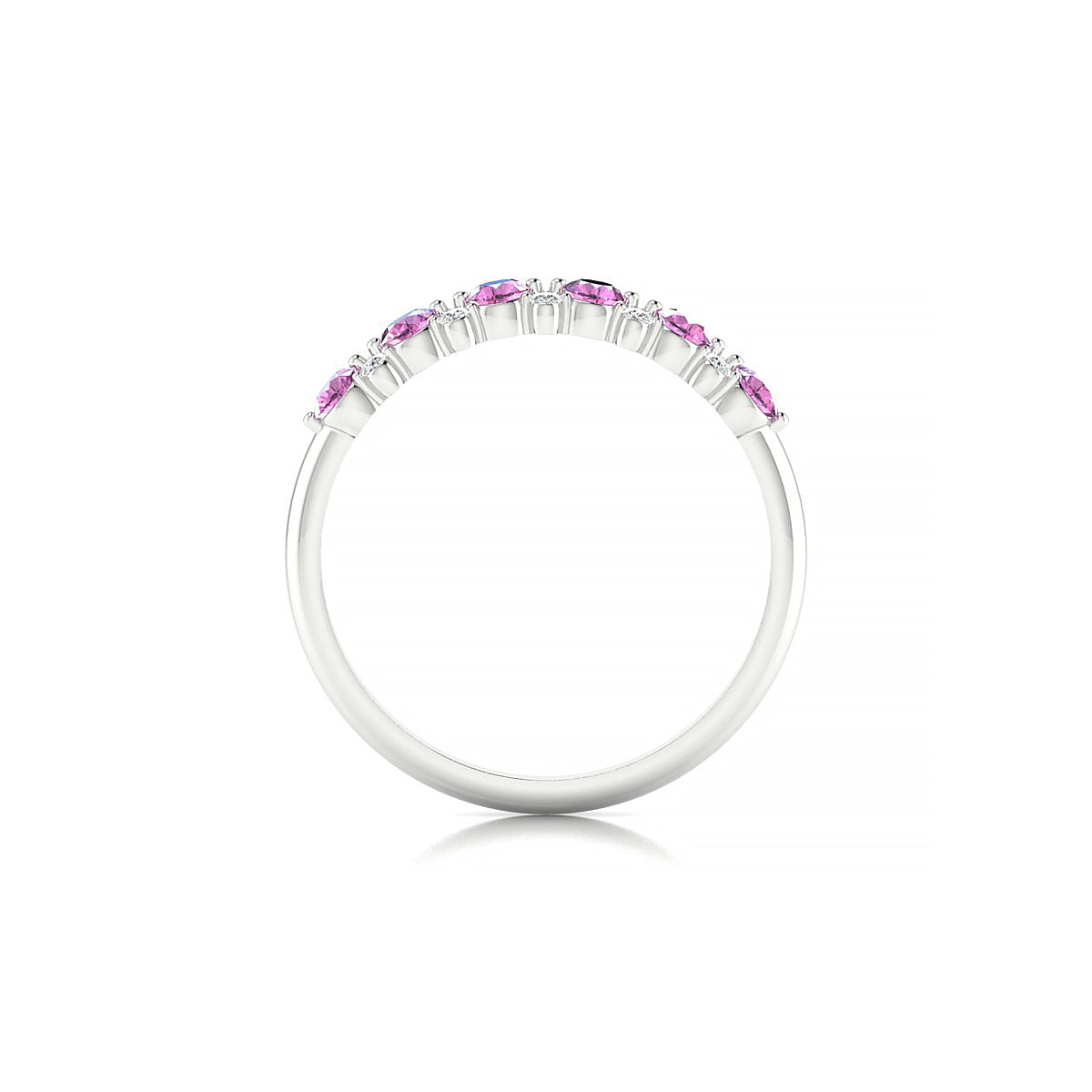 Exception | 18k White Gold 2.5 mm Round Pink Sapphire Ring