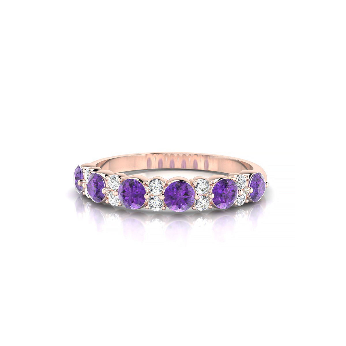 Exception | 18k Rose Gold 3 mm Round Amethyst Ring