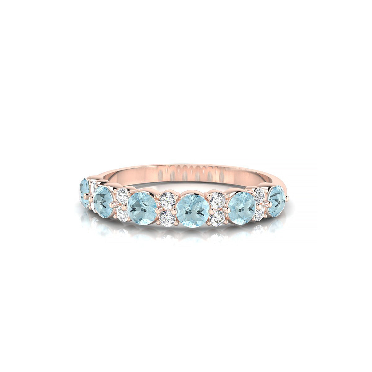 Exception | 18k Rose Gold 3 mm Round Aquamarine Ring