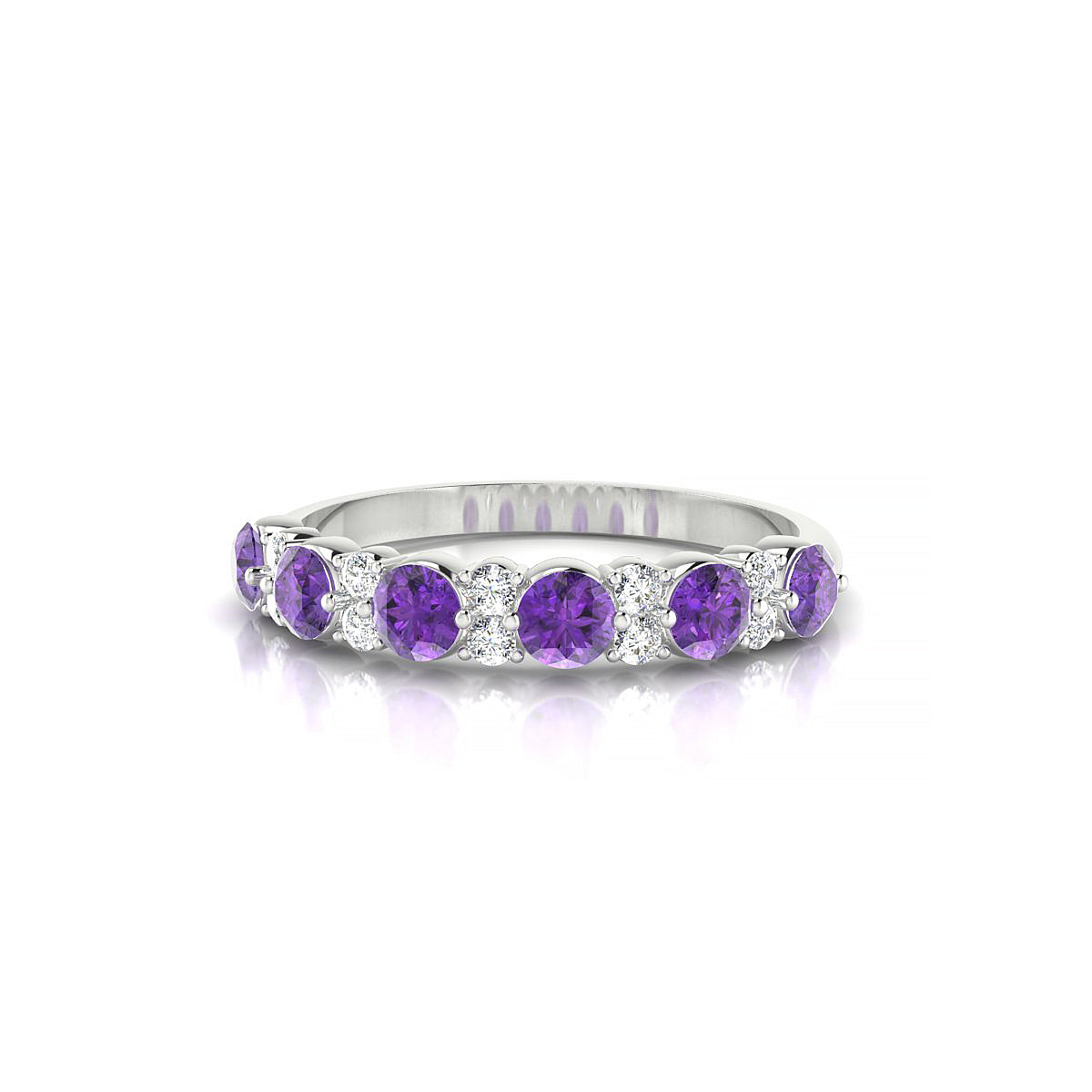 Exception | 18k White Gold 3 mm Round Amethyst Ring