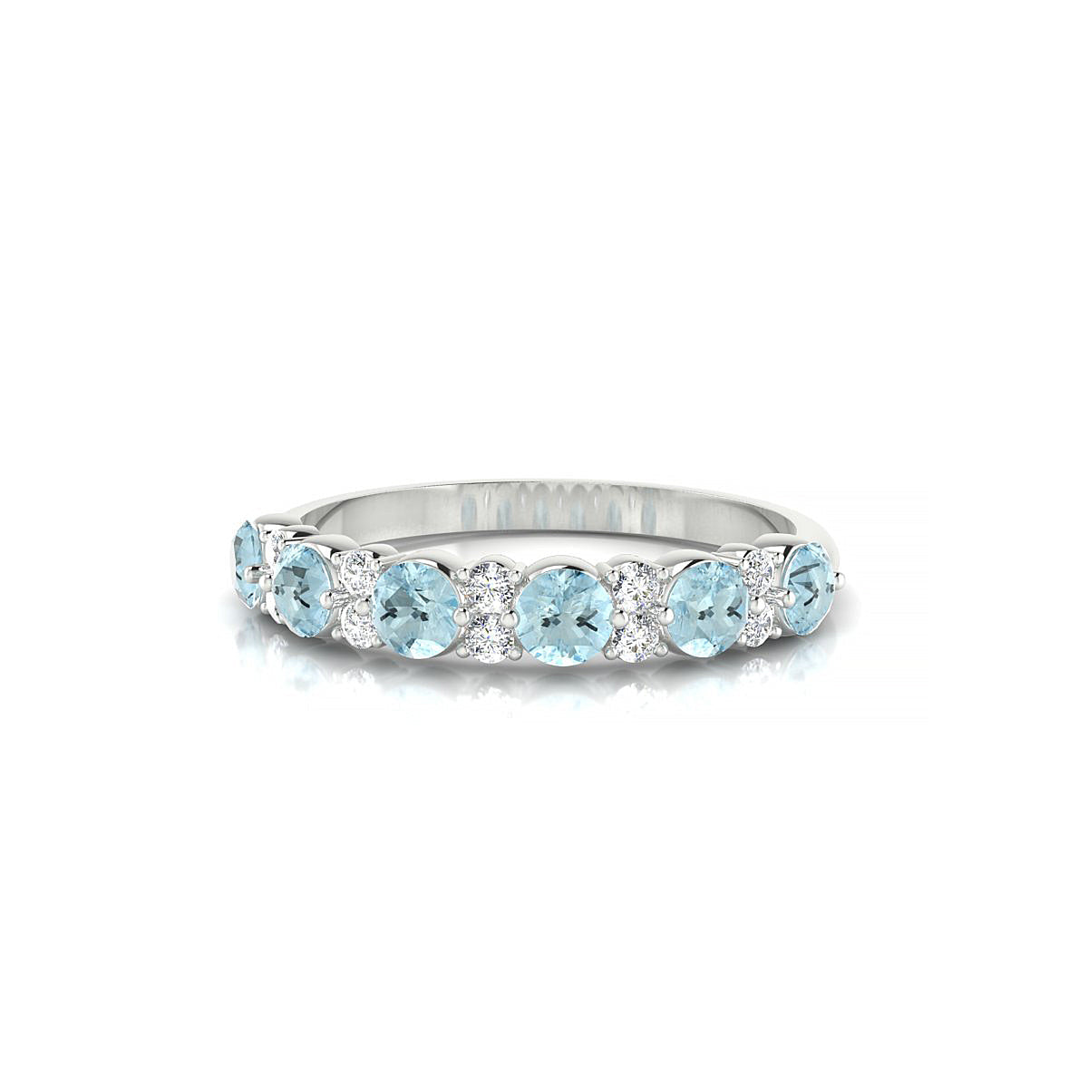 Exception | 18k White Gold 3 mm Round Aquamarine Ring