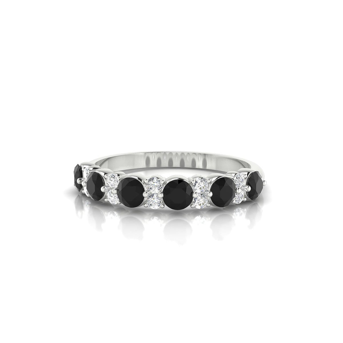 Exception | 18k White Gold 3 mm Round Black Diamond Ring