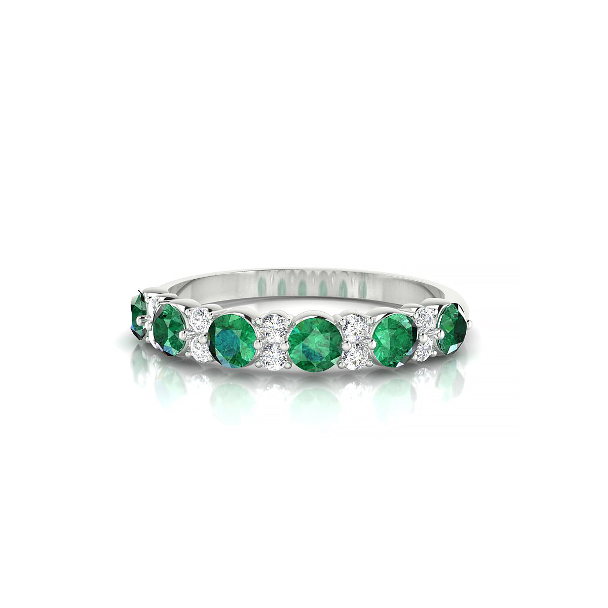 Exception | 18k White Gold 3 mm Round Emerald Ring