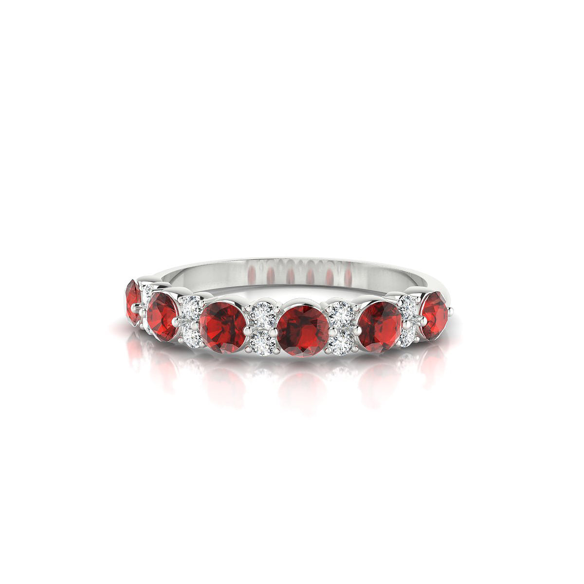 Exception | 18k White Gold 3 mm Round Garnet Ring