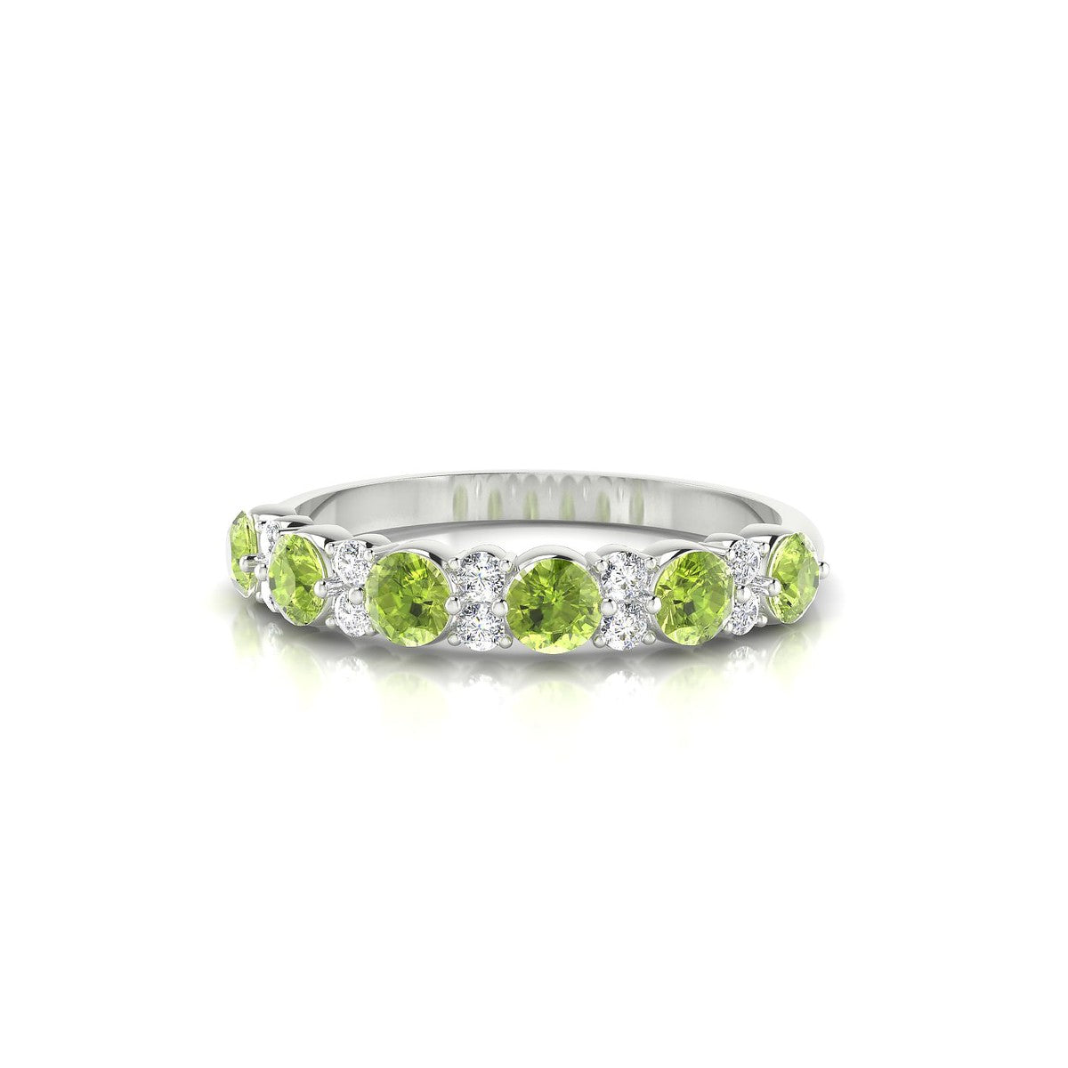 Exception | 18k White Gold 3 mm Round Peridot Ring