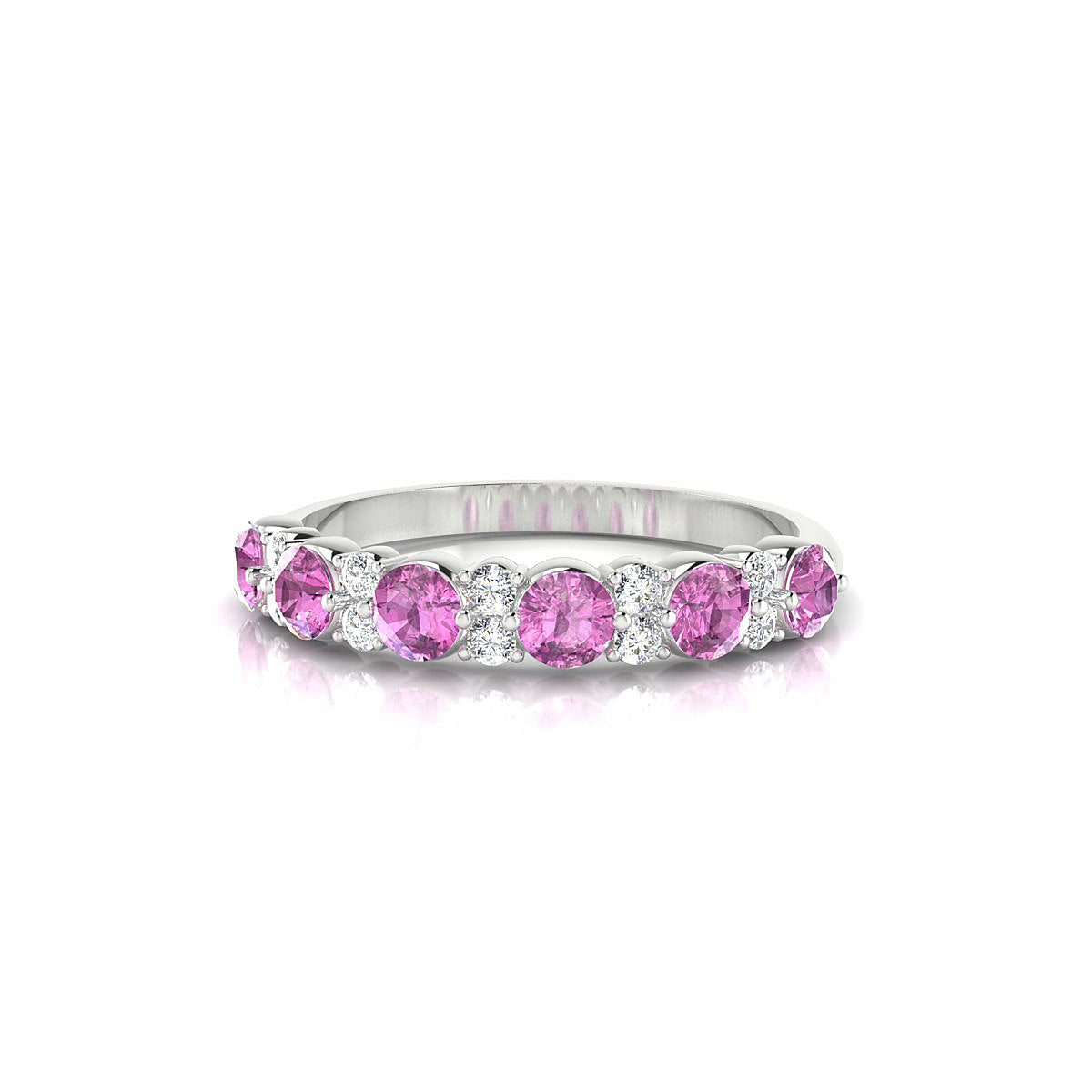 Exception | 18k White Gold 3 mm Round Pink Sapphire Ring