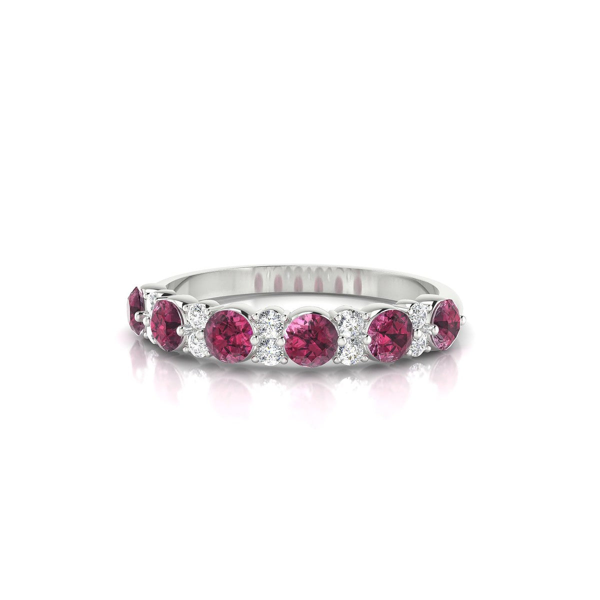 Exception | 18k White Gold 3 mm Round Rhodolite Ring