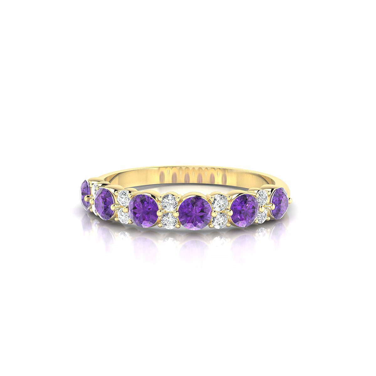 Exception | 18k Yellow Gold 3 mm Round Amethyst Ring