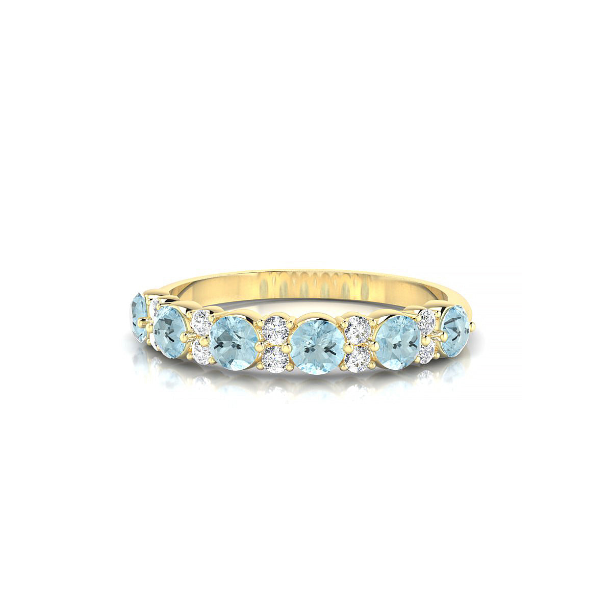 Exception | 18k Yellow Gold 3 mm Round Aquamarine Ring