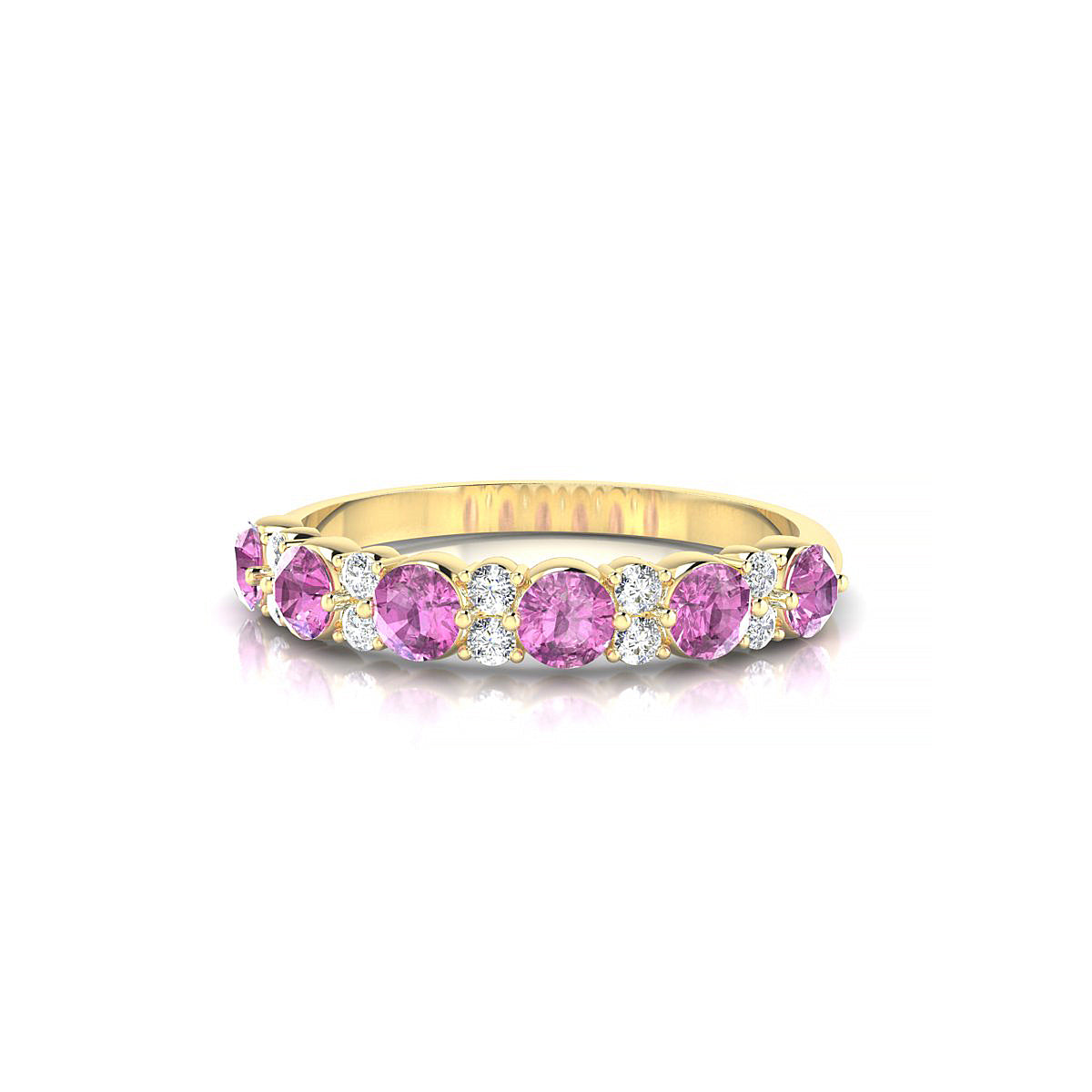 Exception | 18k Yellow Gold 3 mm Round Pink Sapphire Ring