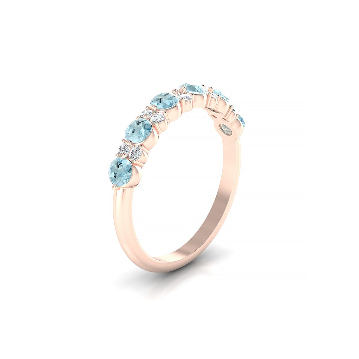 Exception | 18k Rose Gold 3 mm Round Aquamarine Ring
