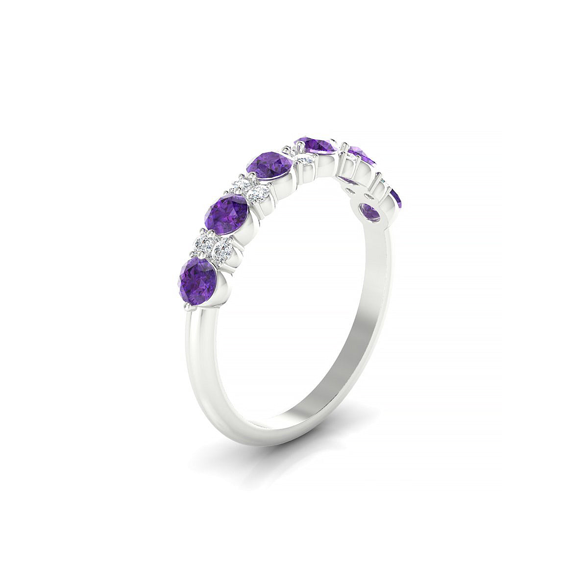 Exception | 18k White Gold 3 mm Round Amethyst Ring