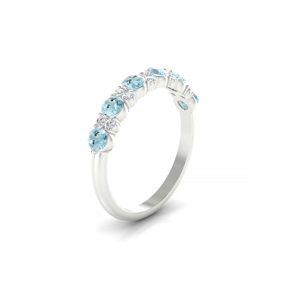 Exception | 18k White Gold 3 mm Round Aquamarine Ring