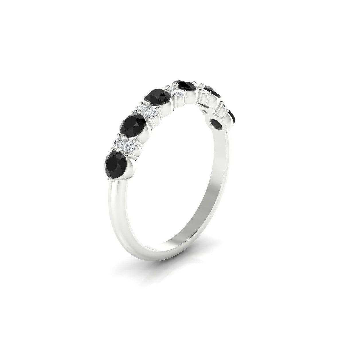 Exception | 18k White Gold 3 mm Round Black Diamond Ring