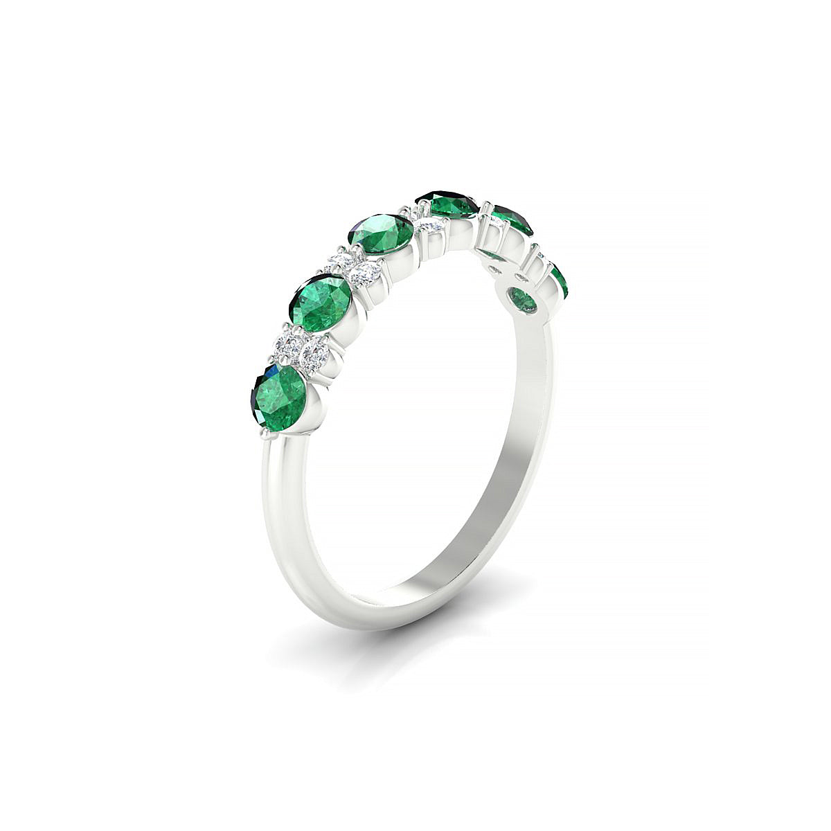 Exception | 18k White Gold 3 mm Round Emerald Ring