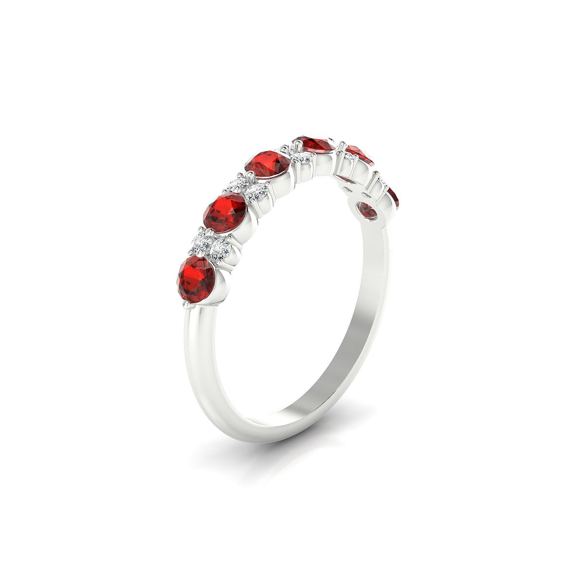 Exception | 18k White Gold 3 mm Round Garnet Ring