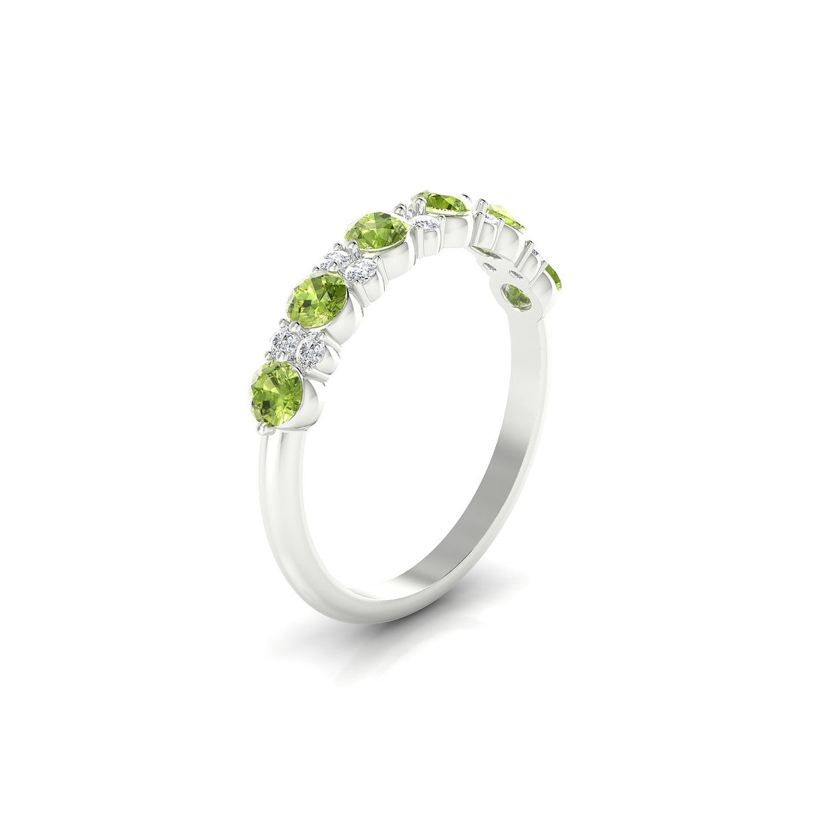 Exception | 18k White Gold 3 mm Round Peridot Ring